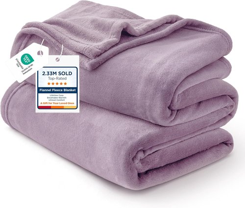 Bedsure GentleSoft Fleece Blanket - King Size Cozy Plush Microfiber in Fog Purple, 108x90 Inches