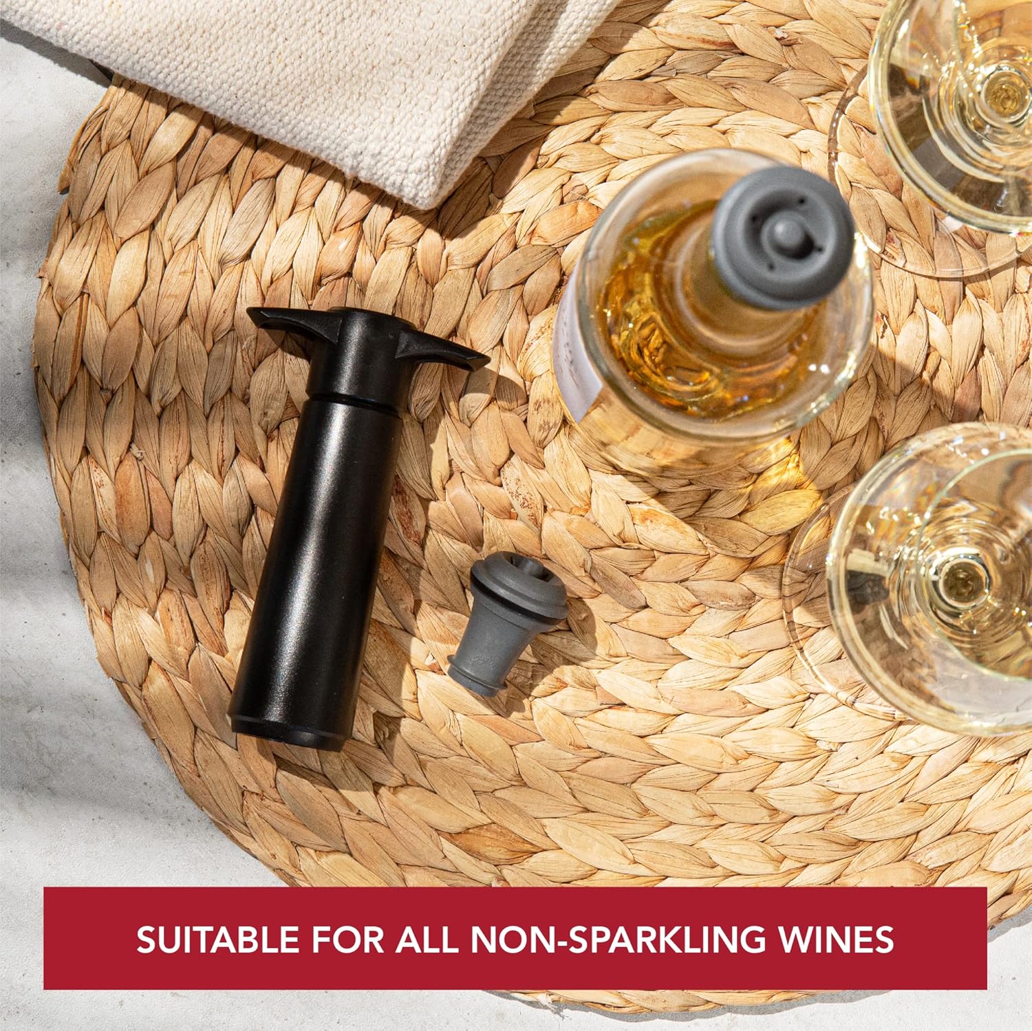Vacu Vin Wine Saver Vacuum Stoppers – Set of 6 – Gray – Airtight Seal for Opened Bottles – Preserves Wine Freshness Up to 10 Days – Reusable & Dishwasher Safe – For Wine Saver Pump