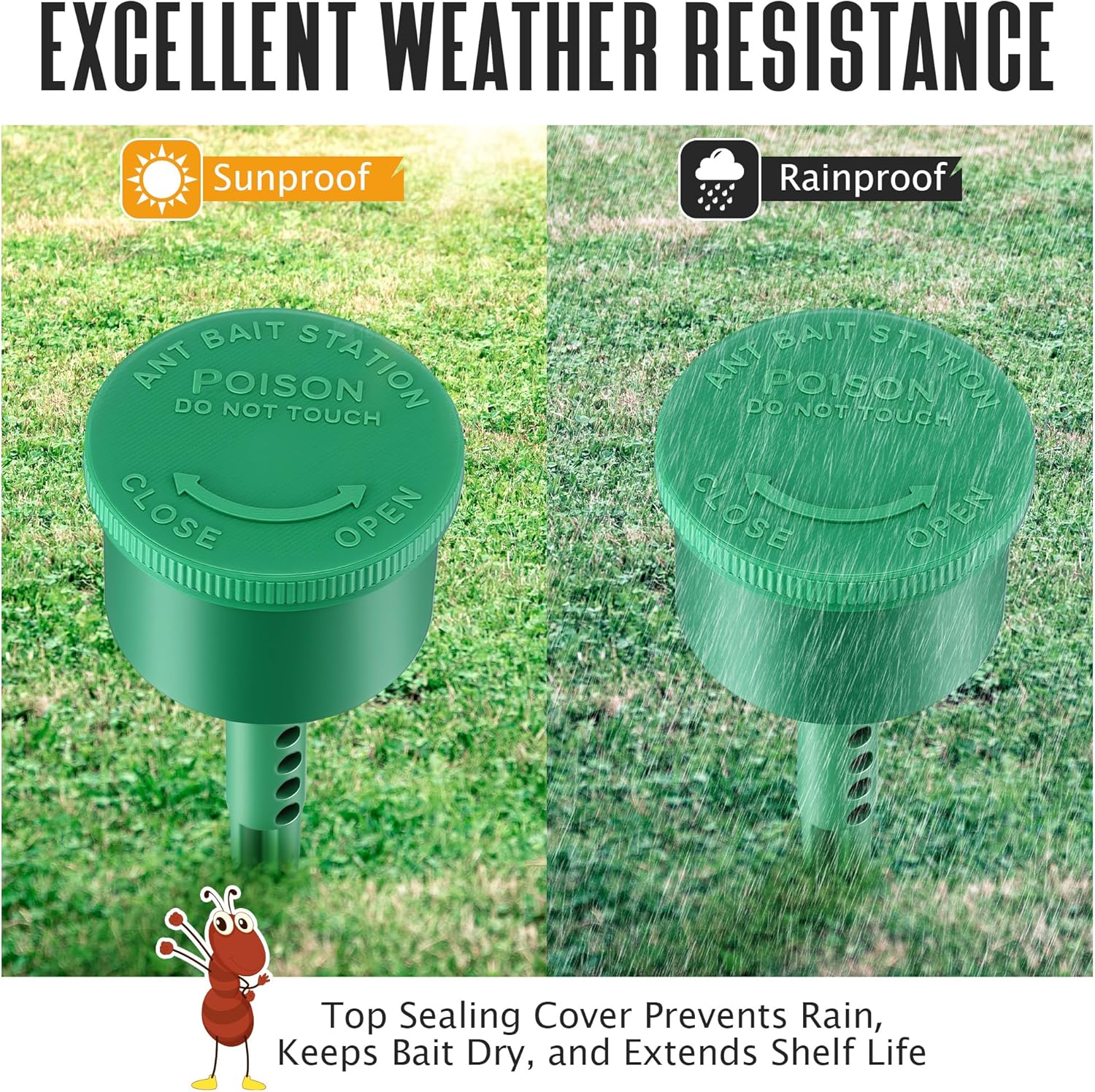 Qualirey Ant Bait Stations - Reusable Multi-Surface Ant Control for Home & Outdoor Use | 2 Pack
