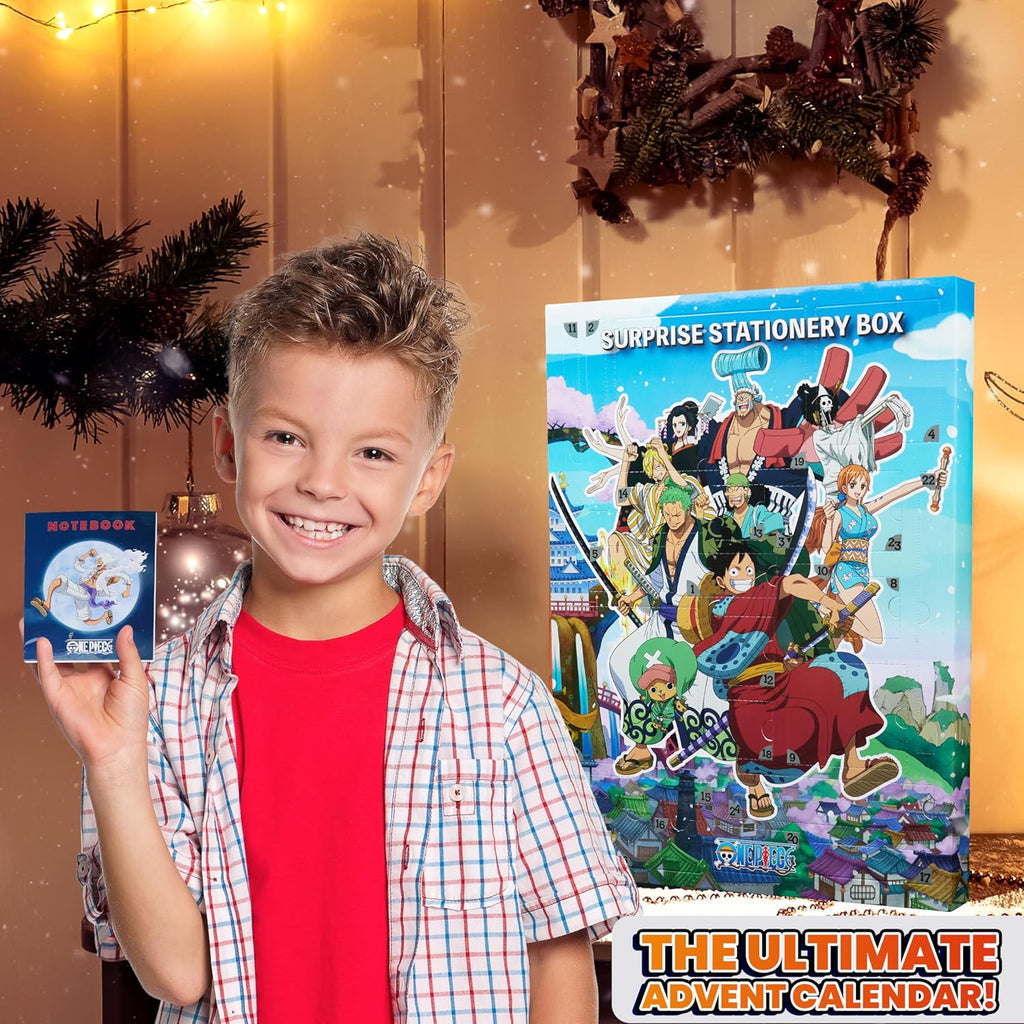 One Piece Advent Calendar 2025 - 24 Surprises Including Mini Notebook, Keychain & Pens for Kids & Teens