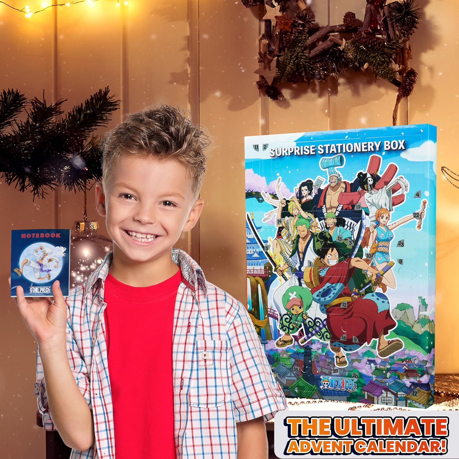 One Piece Advent Calendar 2025 - 24 Surprises Including Mini Notebook, Keychain & Pens for Kids & Teens