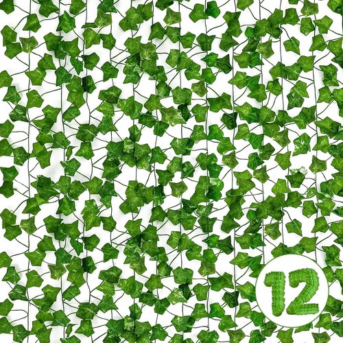 HXWEIYE 12 Pack Fake Vines - Artificial Ivy Greenery Garland for Bedroom & Wedding Decor | Indoor/Outdoor Use