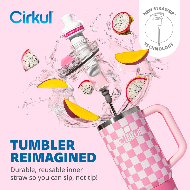 30oz Travel StrawSip Tumbler - Insulated Stainless Steel - Pixel Pink