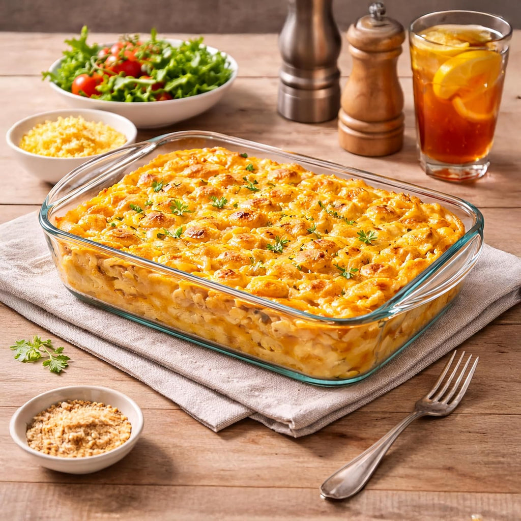 Ums 2-Qt Glass Baking Dish - Borosilicate Casserole Dish with Lid | Oven, Microwave & Dishwasher Safe (13" x 7.5" x 2.4")