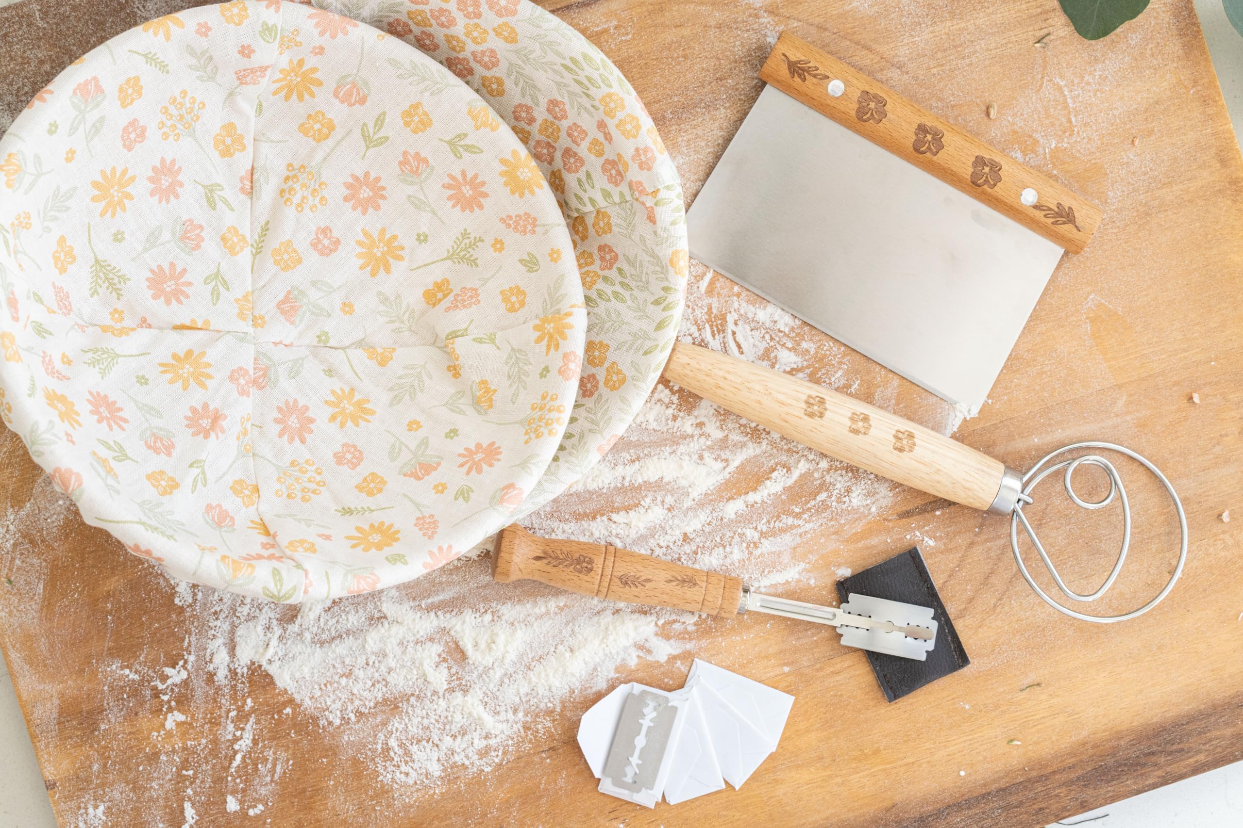 Joyallia Banneton Bread Proofing Basket Set of 2-9” Oval Sourdough Baskets with Liners & Scraper - Artisan Bread Proofing Kit for Home Baking - Ideal for Sourdough Lovers