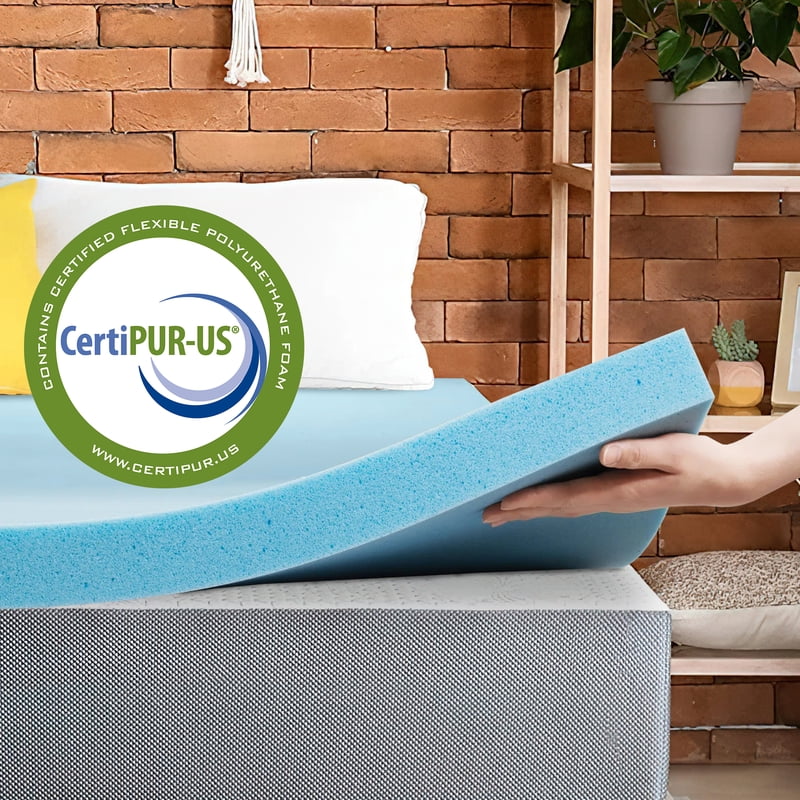 Twin 3-Inch Gel Memory Foam Mattress Topper - Blue, Continental Sleep