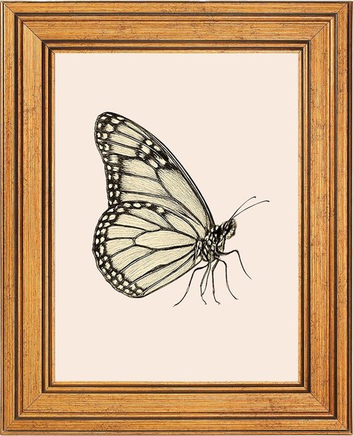 Netrorin Vintage Gold Framed Butterfly Canvas Wall Art - Elegant Home Decor for Living Room & Bedroom (10L x 8W)