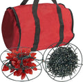 Dazzle Bright Christmas Lights Storage Bags - Red Tear-Proof Oxford Fabric with 3 Metal Reels