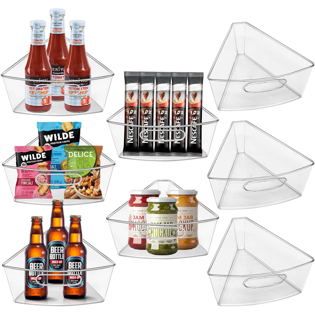 JOWBOOW Lazy Susan Organizer Bins for 28"-29" Diameter Corner Cabinet Lazy Susan, 8 Pack, Clear Plastic Cabinet and Pantry Storage Bin, 1/8 Wedge-Food Safe, BPA Free