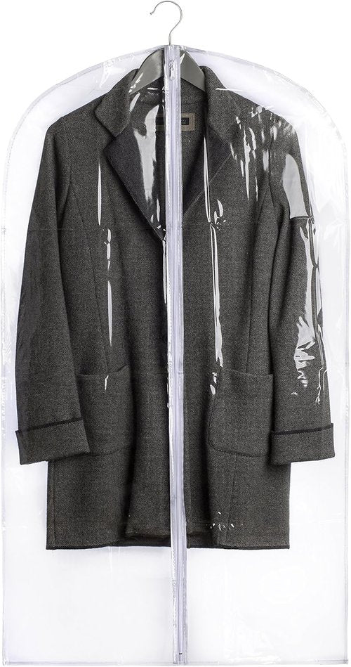 Handy Laundry Clear Vinyl Garment Bag - Protect Clothing While Traveling | Set of 2 (24 X 42 Inches)