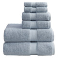 Springtree Home Blue Bath Towels Set of 6 | Classic Hotel Bath Towels | 100% Combed Cotton | Absorbent Quick-Dry Towels for Bathroom | Oeko-TEX® Standard 100 Cotton | Cynewski Collection - Blue Fog