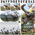 Jurassic Park Birthday Decorations for 16 | Door Poster Backdrop, Banner, Tablecloth, Plates, Napkins | Officially Licensed Jurassic World Party Decorations