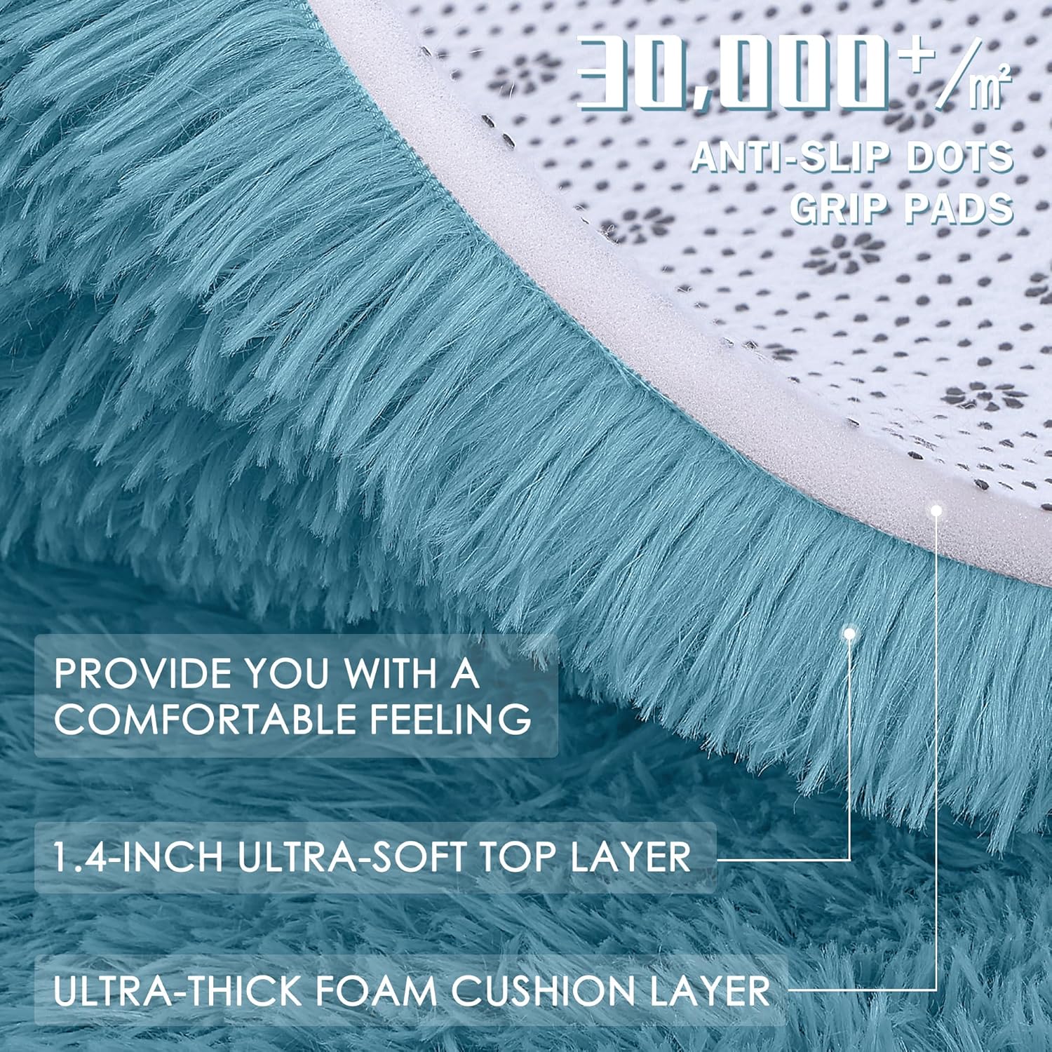 OLANLY 8x10 Large Area Rug - Soft Fluffy Shaggy Carpet for Living Room & Bedroom | Slate Blue