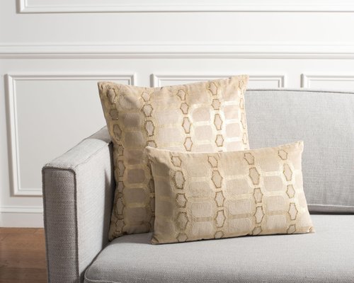 SAFAVIEH Adalie Throw Pillow, 12"x22", Beige/Gold