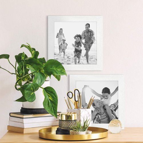 MCS Studio Gallery 8x8 Picture Frame White Woodgrain Engineered Wood, Wall Hanging & Easel for Tabletop Display, Square Photo Frame for Photos, Posters & Art Prints (2-Pack)