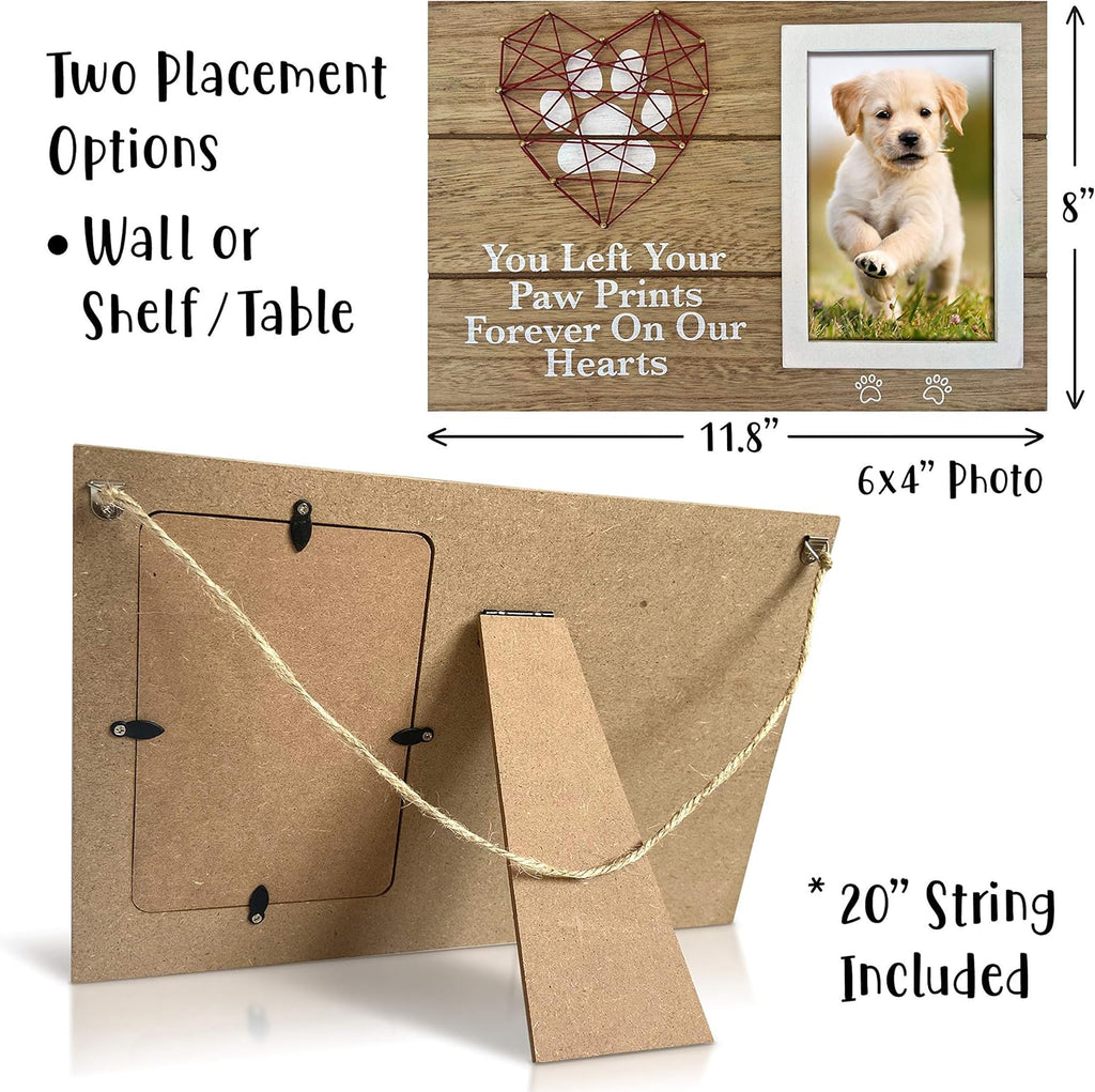 OakiWay Pet Memorial Picture Frame - 4x6 Paw Print Design for Dog & Cat Remembrance Gifts