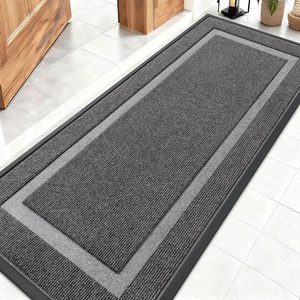 OLANLY Waterproof Front Door Mat - All-Season, Sturdy Natural Rubber | Easy Clean, 59x20, Dark Grey