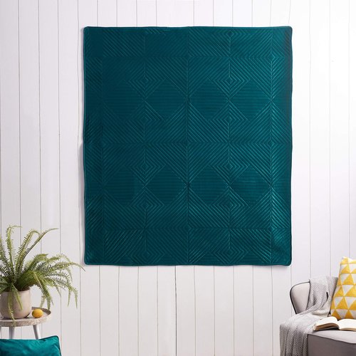 Greenland Home Riviera Velvet Finely Stitched Quilted Throw Blanket, 50 W x 60 L, Teal