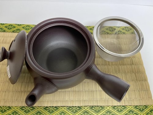 Japanese Banko-yaki (ware) Ceramic Teapot Kyusu 5.3 Inches in Diameter H3.35 Inches 11.8 Fluid Ounces, Shidei purple clay TR57402