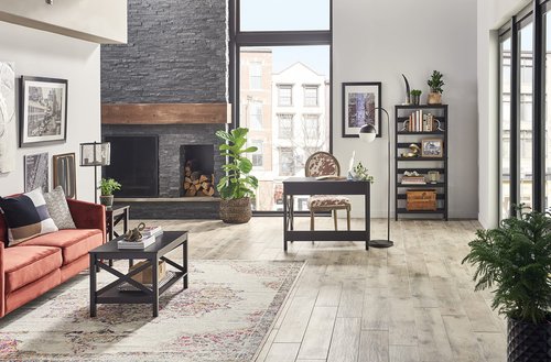 ClosetMaid 3905 X-Frame Design Side or End Table with Shelf, Black Walnut Wood