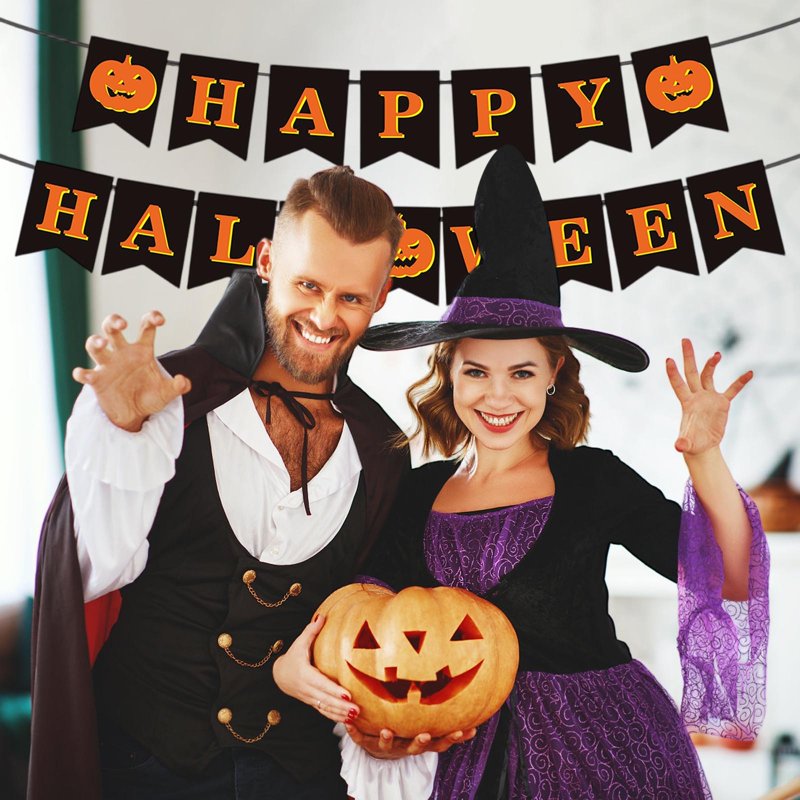 Halloween Banner with Pumpkin Sign - Outdoor Indoor Party Decorations, 2m