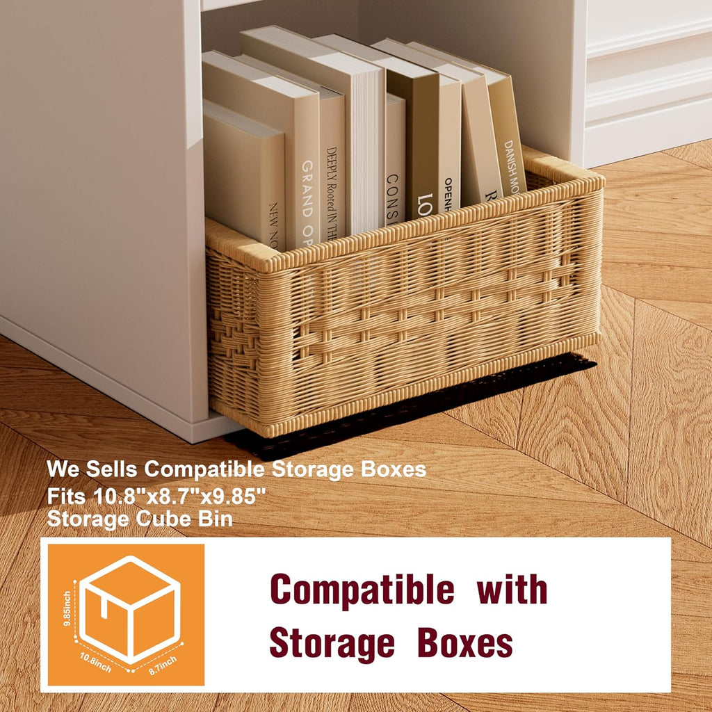 Wooden Cube Storage Organizer by [Brand Name] - 11" Open Cubes, Stackable Modular Bookcase | 2-Tier Bookshelf in White for Living Room, Bedroom, Office