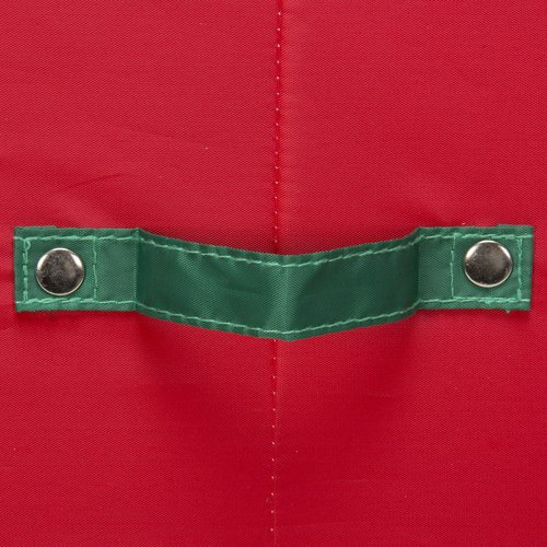 Household Essentials 530RED Holiday China Storage Chest with Lid and Handles | Storage Bin for Small Saucer Plates | Red Canvas with Green Trim