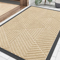 Smiry Heavy-Duty Natural Rubber Front Door Mat - Traps Dirt & Moisture | Irregular Triangle (29.5x17, Beige)