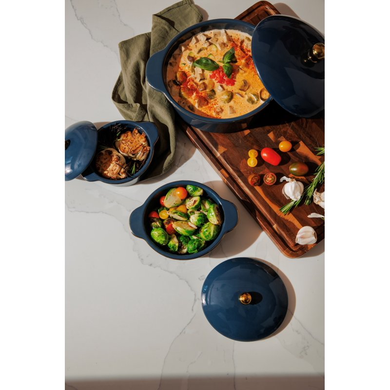 Blue Ceramic 3-Piece Casserole Set - Atlantic Blue