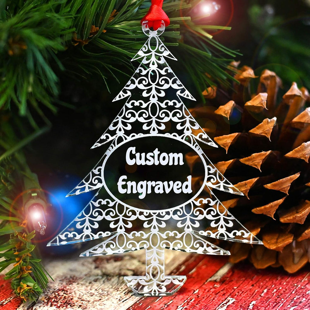 Personalized Christmas Ornaments 2025 - Unique Gift Box for Engagements, Weddings & Babies | Acrylic Lace Made in USA