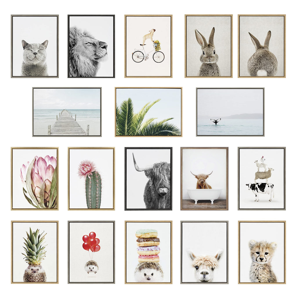 Kate and Laurel Sylvie Animal Studio Baby Horse Framed Canvas Wall Art by Amy Peterson Art Studio; 18x24 Gray; Modern Pony Portrait Art for Wall