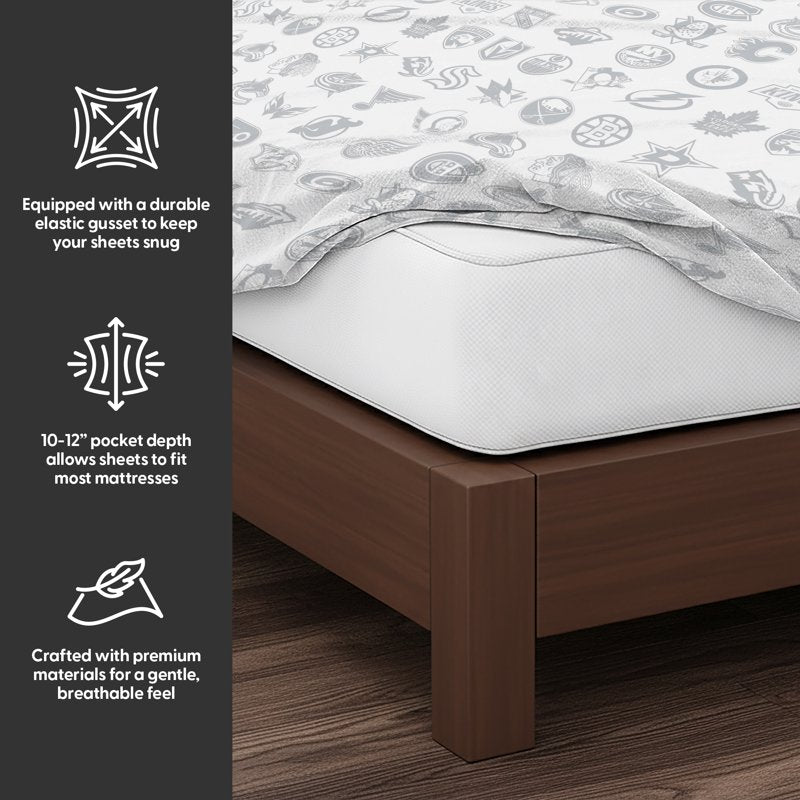 NHL Multi Team Puck Stop Full Sheet Set - Officially Licensed Bed Bedding