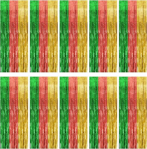 Hawaii Backdrop Party Decorations - 10 Pack Tinsel Curtain Streamers for Vibrant Summer Events | Photo Booth Decor