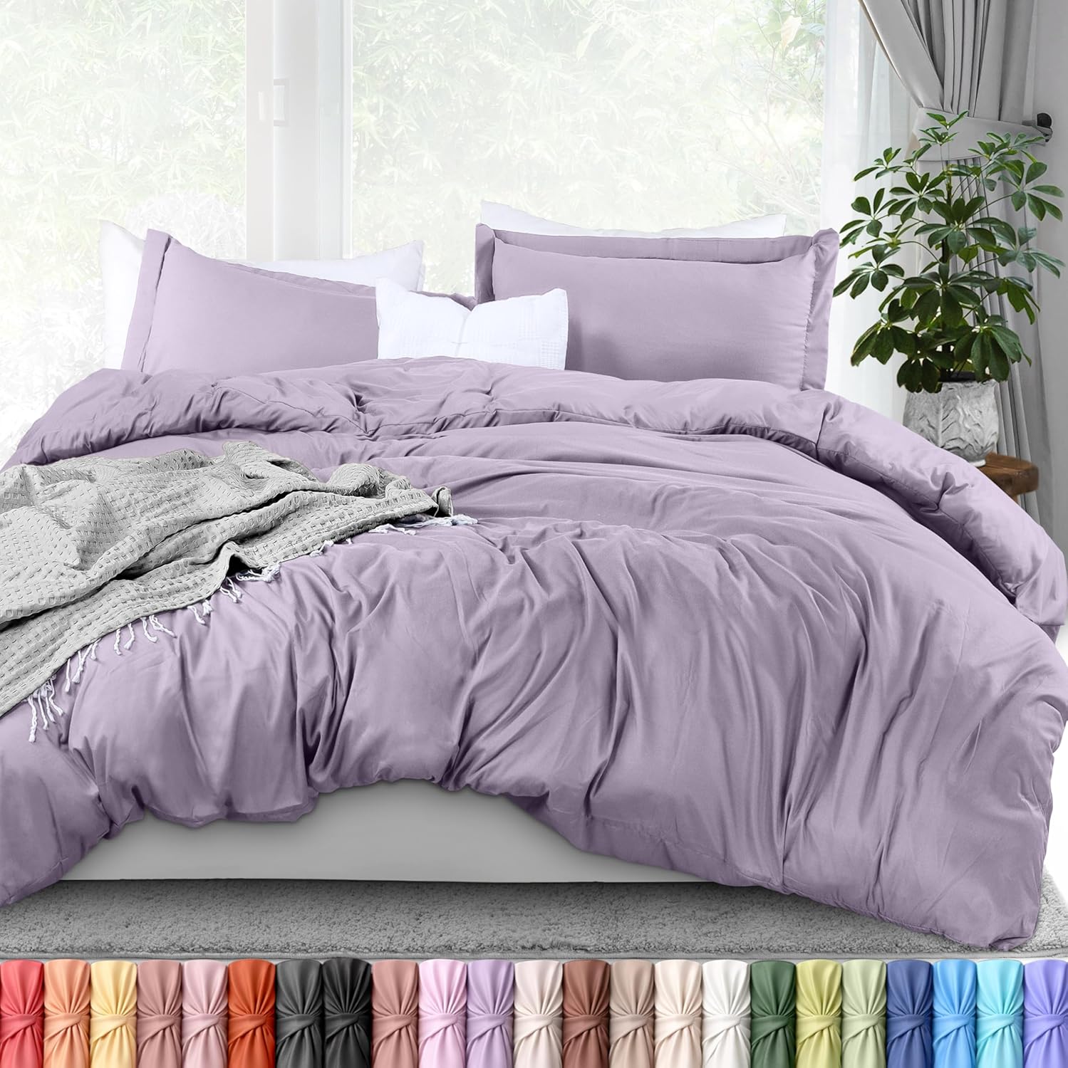 Utopia Bedding Duvet Cover Set - 3 Piece Queen Size with Zipper Closure | Lavender 90x90 Inches & 2 Pillow Shams