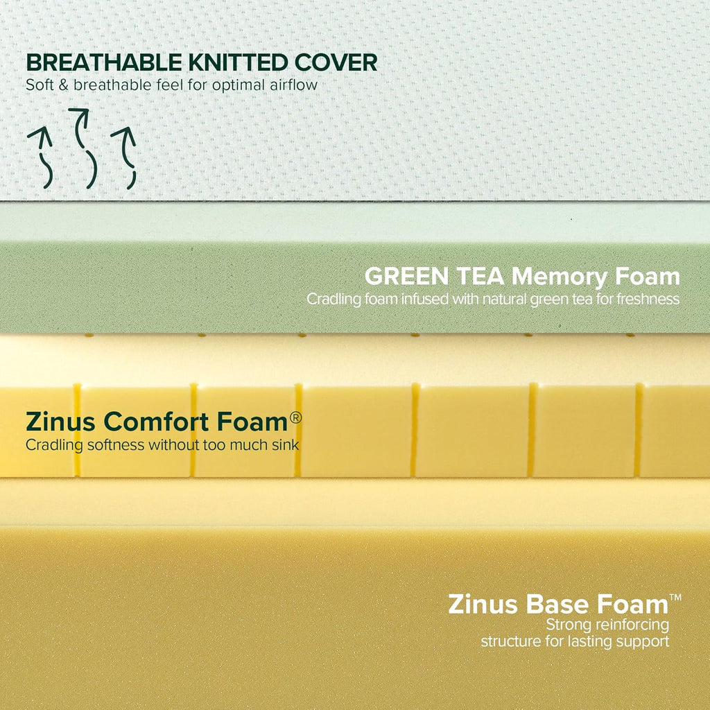 Zinus Memory Foam Mattress - 10 Inch Green Tea Infused Comfort | Queen Size