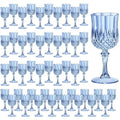 HTTBEIZI 7OZ Plastic Wine Glasses, Disposable Goblets Drinking Glasses Crystal Vintage Water Cups Unbreakable Champagne for Valentine’s Day, Wedding, Parties (48, Blue)