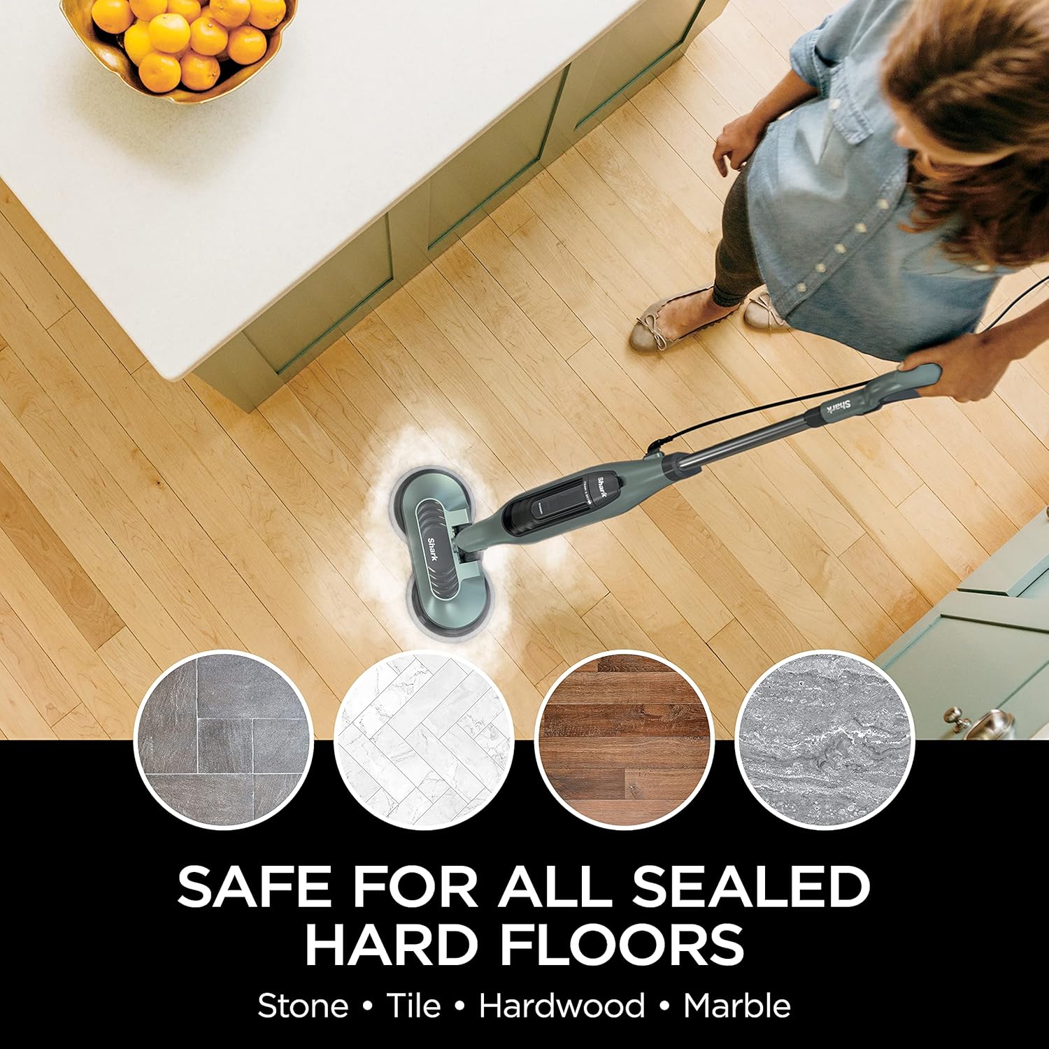 Shark Steam & Scrub Washable Pads - Powerful Cleaning for All Sealed Hard Floors | Compatible with S8001, S8201, S7201 & S7001 - Grey