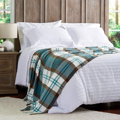 Lavish Home Bristol Plaid Soft Blanket-Oversized, Luxuriously Fluffy, Vintage-Look and Cashmere-Like Woven Acrylic-Breathable and Stylish Throws