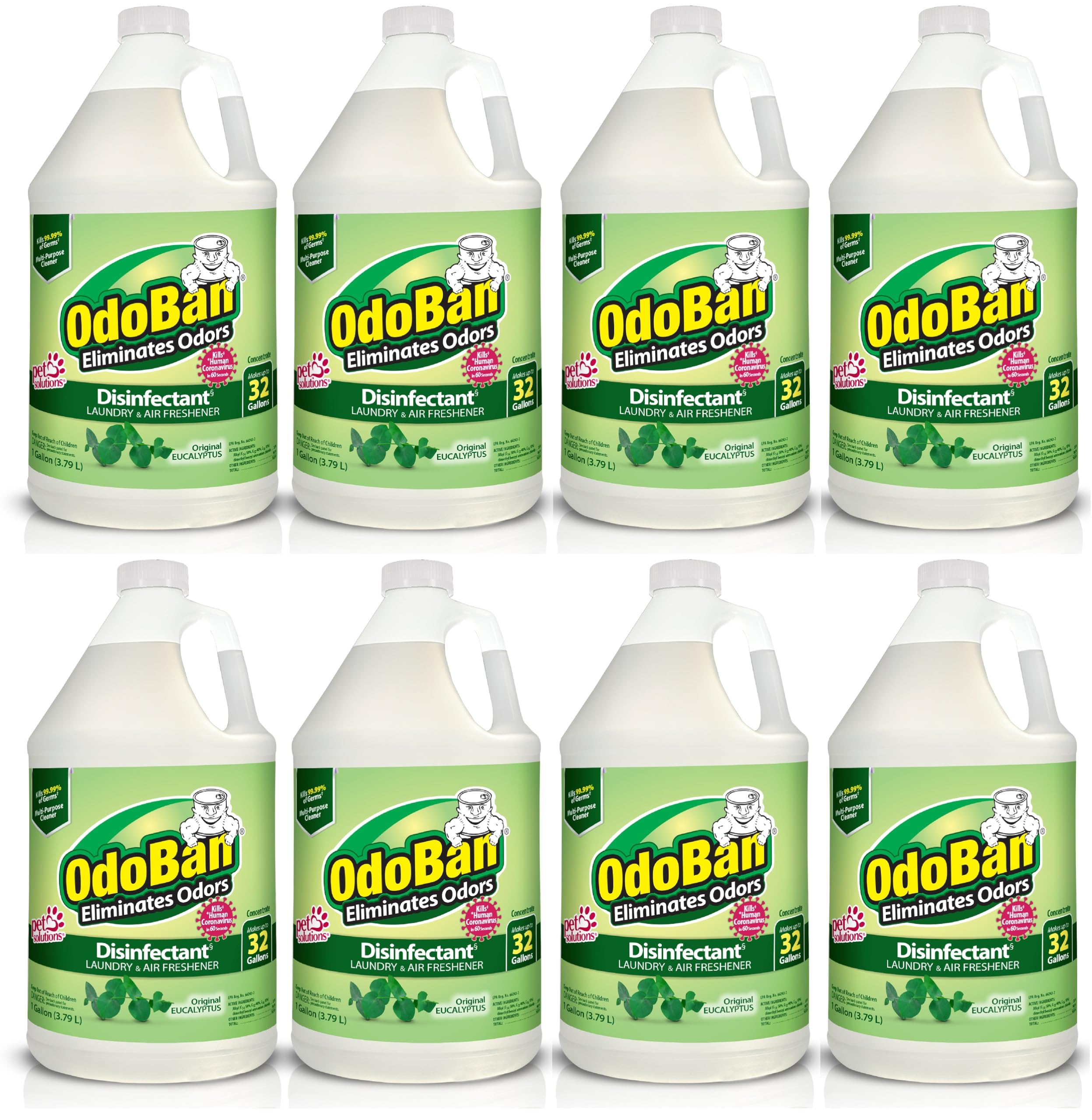 OdoBan Disinfectant Concentrate and Odor Eliminator, Made in The USA, Original Eucalyptus Scent, 8 Gallons