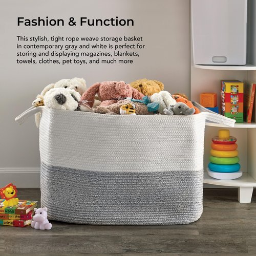 Artesa Rope Woven Laundry Storage Basket Bin, 22 Inch