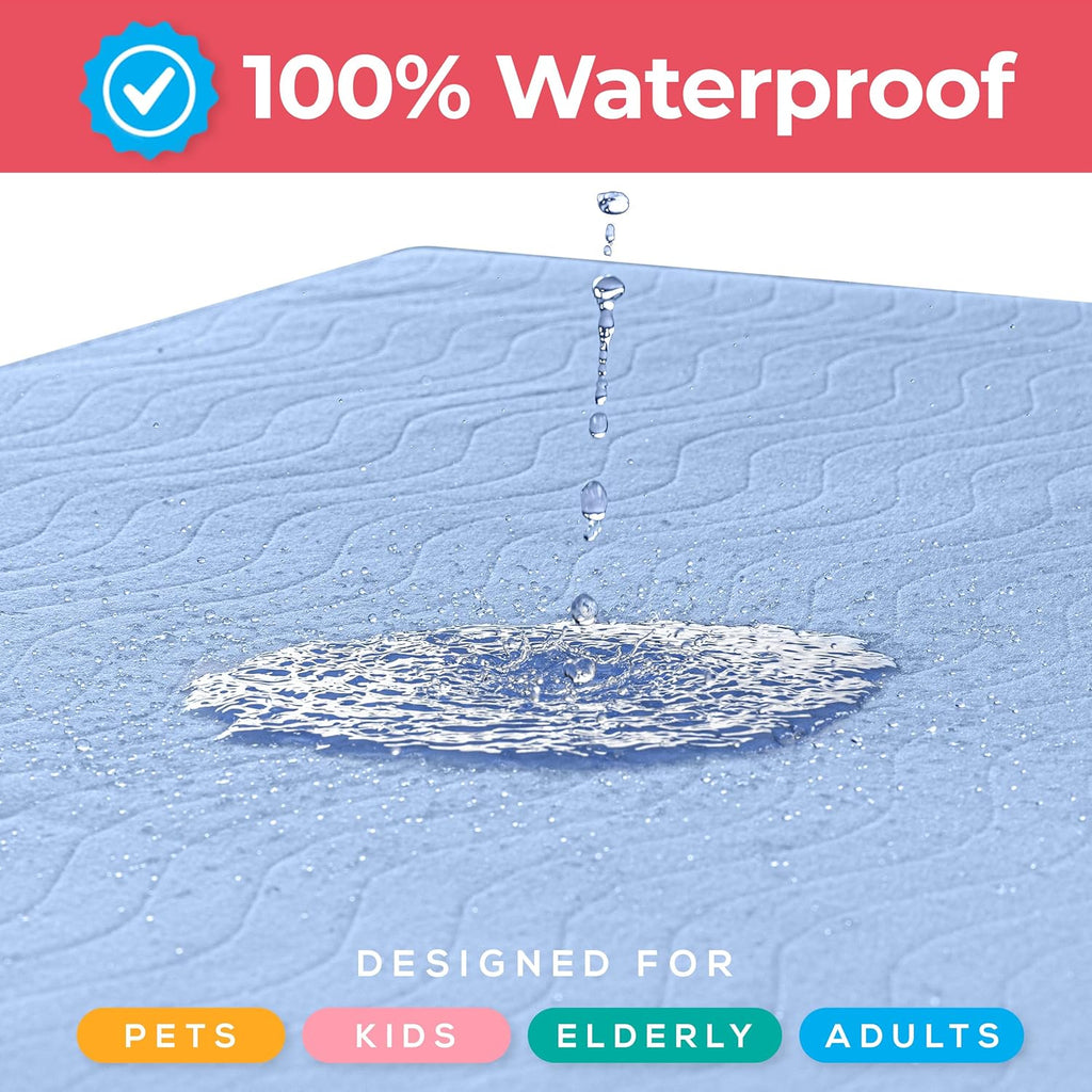 Utopia Bedding Washable Underpads - Waterproof Reusable Incontinence Bed Pads | 34" x 52" (Pack of 4) - Heavy Absorbency for Adults, Kids, and Pets (Blue)