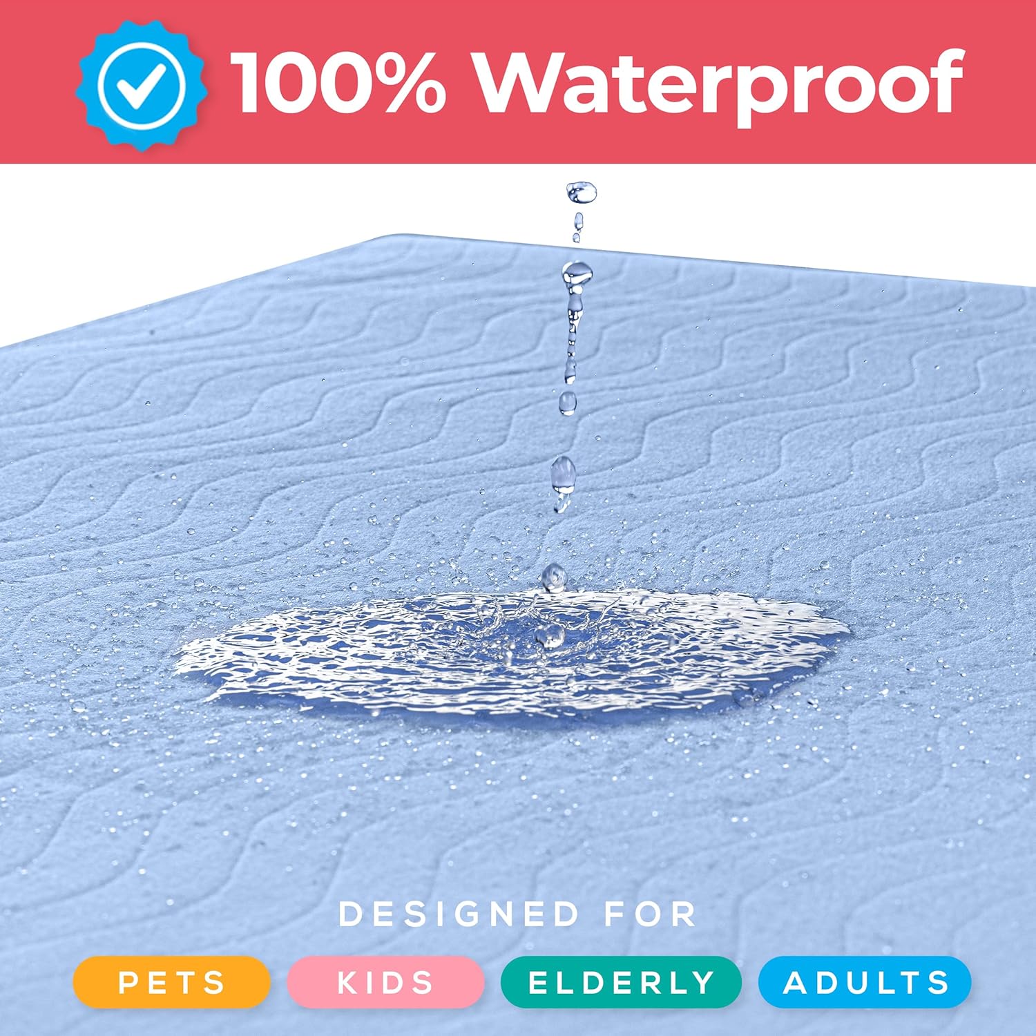 Utopia Bedding Washable Underpads - Waterproof Reusable Incontinence Bed Pads | 34" x 52" (Pack of 4) - Heavy Absorbency for Adults, Kids, and Pets (Blue)