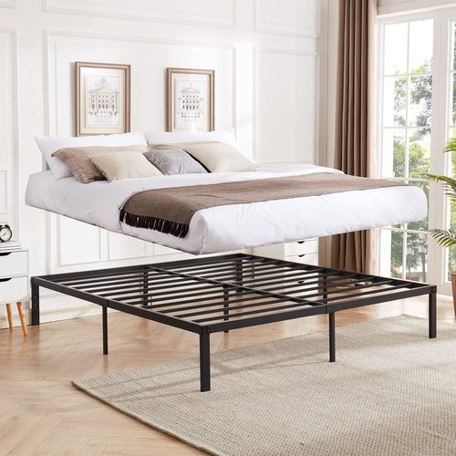 VECELO 14" King Metal Platform Bed Frame,Heavy Duty Steel Slat/Easy Assembly Mattress Foundation/No Box Spring Needed