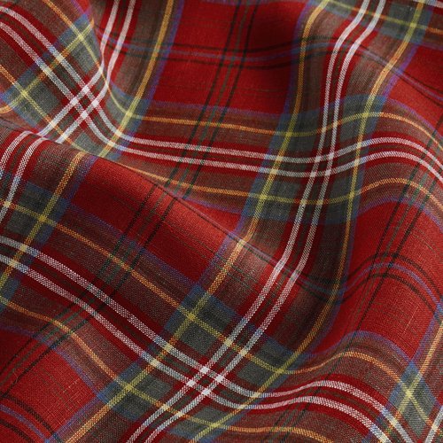 Solino Home Linen Table Runner 108 Inches Long - 100% Pure Linen Red Classic Tartan Plaid Table Runner 14 x 108 Inch for Dining