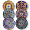 glowworm Dinner Plates, 10.5 Inch Ceramic Plates Set of 6 for Steak, Snacks, Pizza, Cake, Colorful Serving Dishes for Kitchen, Housewarming Gift, Microwave, Oven & Dishwasher Safe, Bohemian