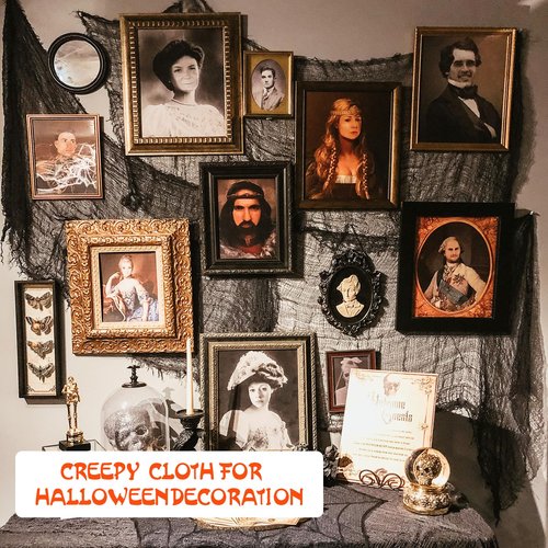 Mcupper 6 Pack Black Halloween Creepy Cloth (30 x 72 Inch), Halloween Gauze, Creepy Gauze for House, Outdoor, Yard and Halloween Decoration Indoor