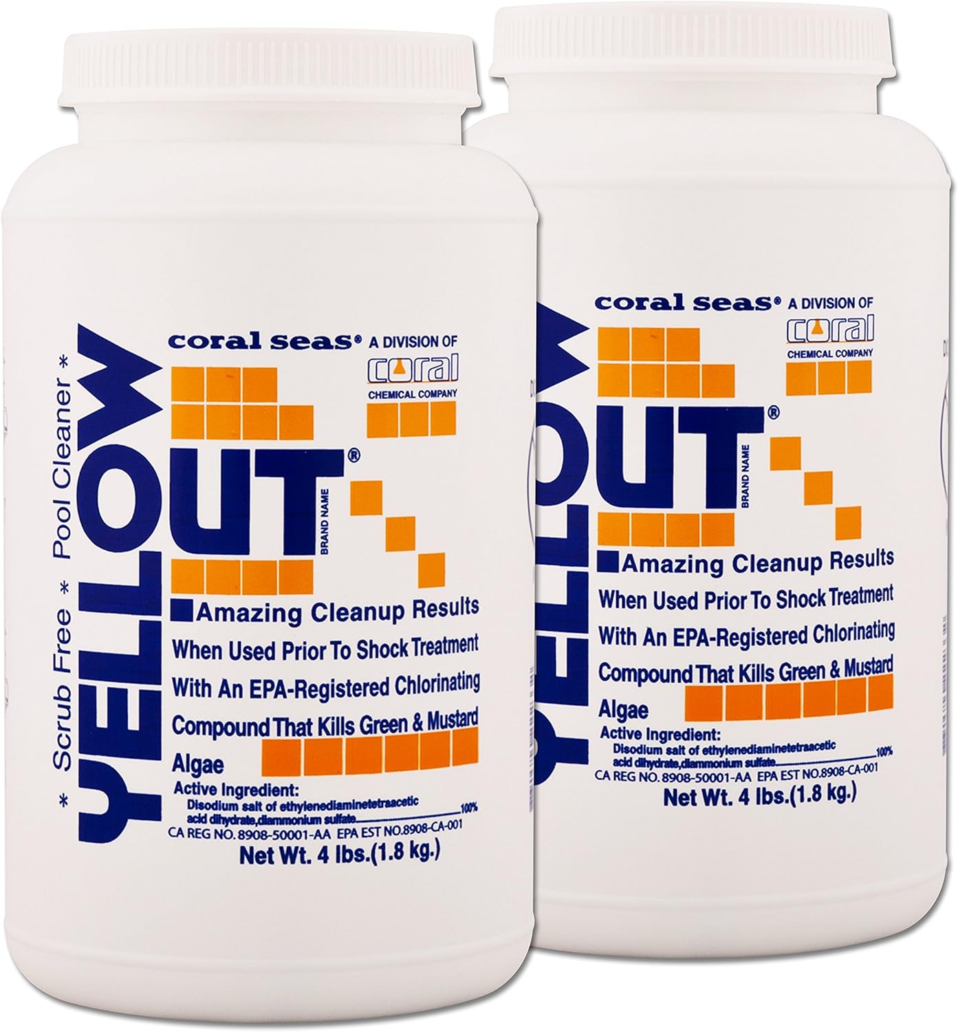 Yellow Out Swimming Pool Chlorine Shock Treatment - Enhances Clarity | 2 x 4 Pounds