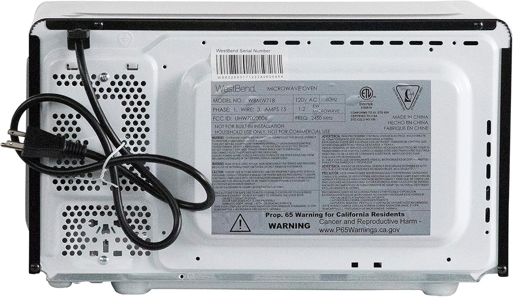 West Bend Microwave Oven - 700-Watt Compact Design with 6 Pre-Set Cooking Settings | 0.7 Cu.Ft., Black