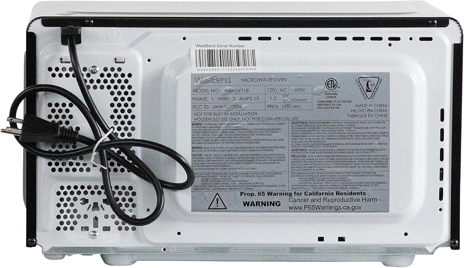 West Bend Microwave Oven - 700-Watt Compact Design with 6 Pre-Set Cooking Settings | 0.7 Cu.Ft., Black