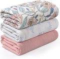 Skiennix Muslin Swaddle Blankets - 3 Pack Breathable Soft Receiving Blankets | Large 38 x 40 Inches, Cute Flower Design